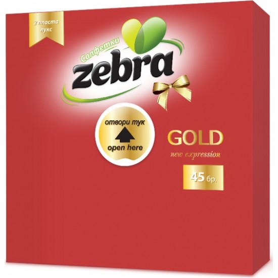 ZEBRA ΧΑΡΤΟΠΕΤΣΕΤΕΣ ΠΟΛΥ/ΛΕΙΑΣ ΚΟΚΚΙΝΗ 33x33cm - (35τεμ.)