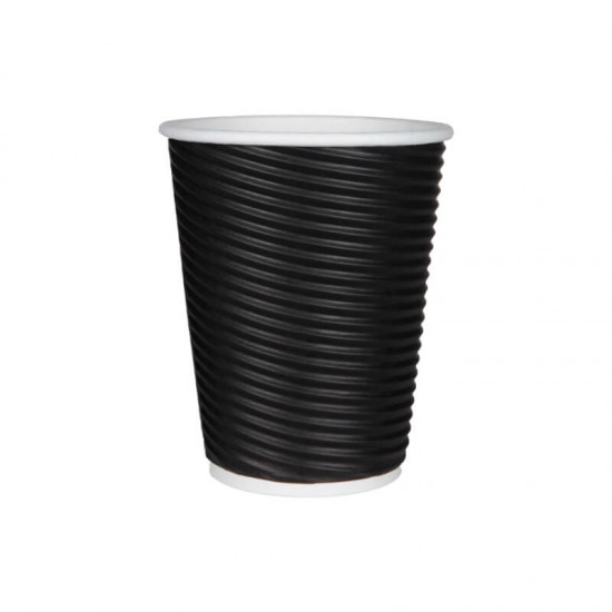 ΠΟΤΗΡΙ ΧΑΡΤΙΝΟ RIPPLE ΔΙΠΛΟΤΟΙΧΟ 14oz ΜΑΥΡΟ 25ΤΕΜ