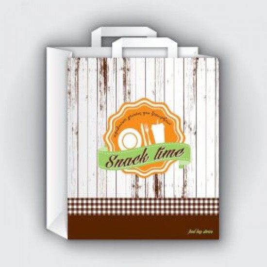 Χάρτινες τσάντες με πλακέ χερούλι σχέδιο Snack time